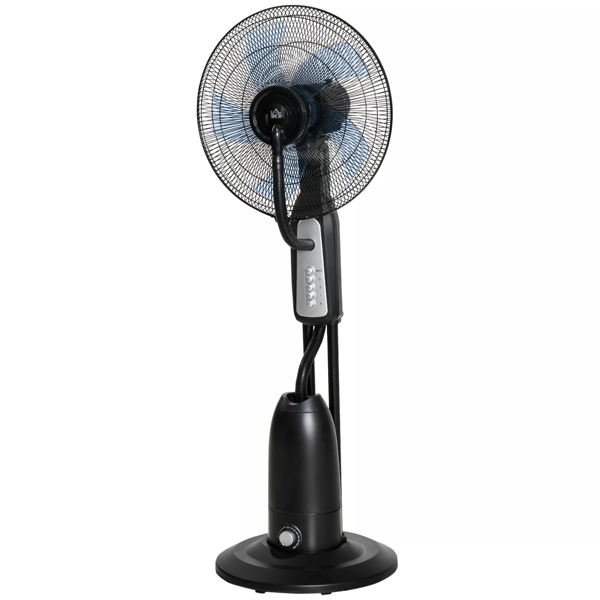 Ventiliatorius su purškimo funkcija, 3 litrų bakas, pasukamas 75 laipsniais, 3 greičiai, su ratukais, 125 cm, juodas