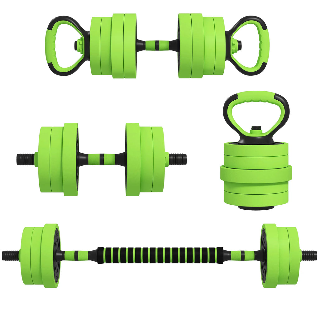 4 in 1 hantelių rinkinys 20 kg reguliuojami hanteliai ir štanga Kettlebell atsispaudimų rankenos Žalia