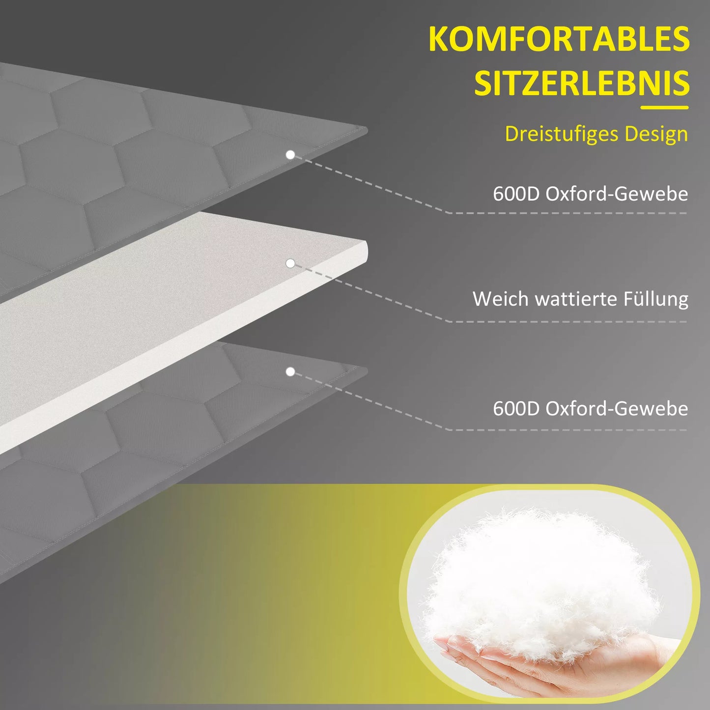 Gultas sodui, sulankstomas, su pagalve, atsparus oro sąlygoms; 188 cm x 65 cm x 36 cm, pilkas + juodas