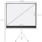 Ekrano matmenų schema: 180x203 cm, įstrižainė 84 colių