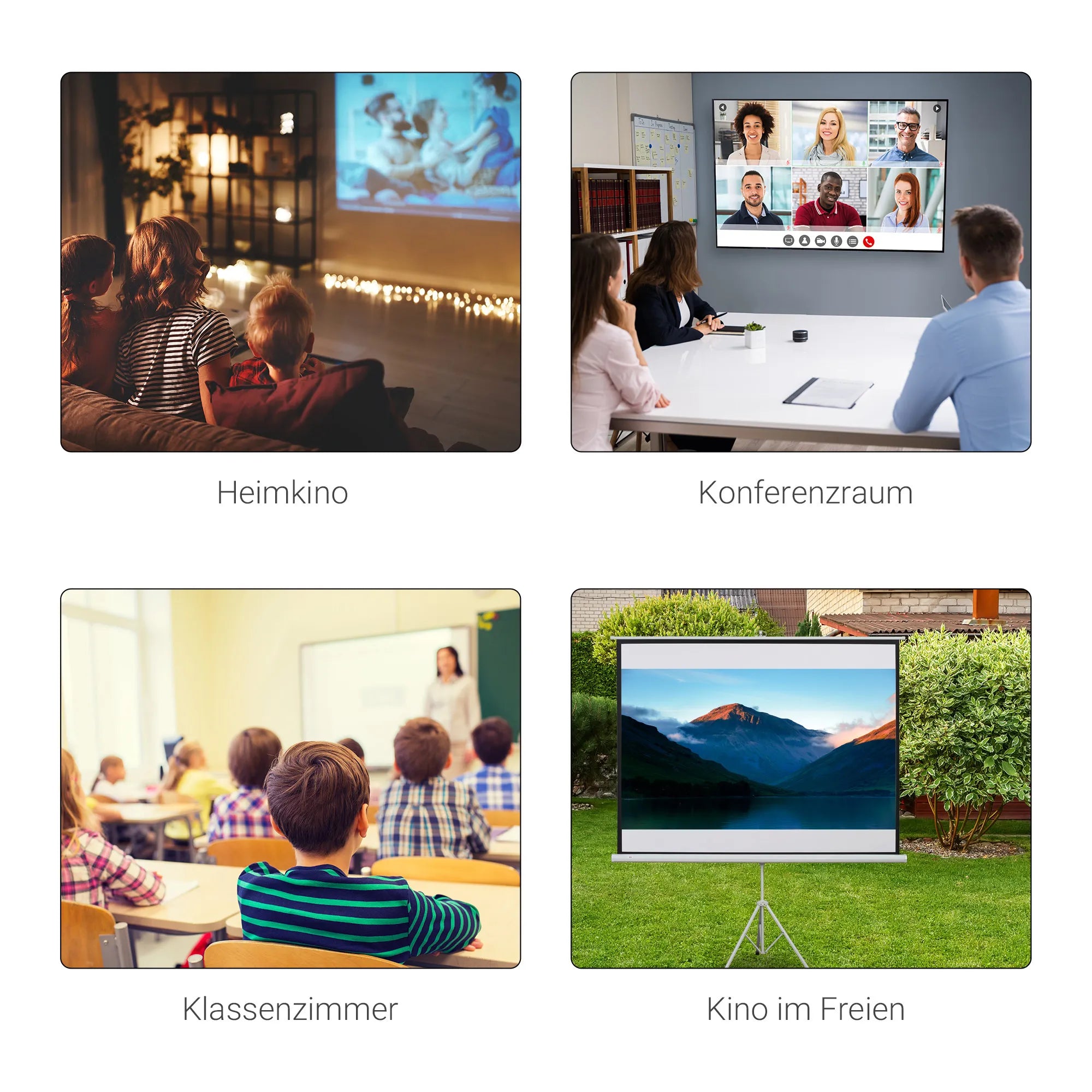 4:3 formato projekcijos ekranas, kino ekranas, pristatymų ekranas namams ar biurui, baltas