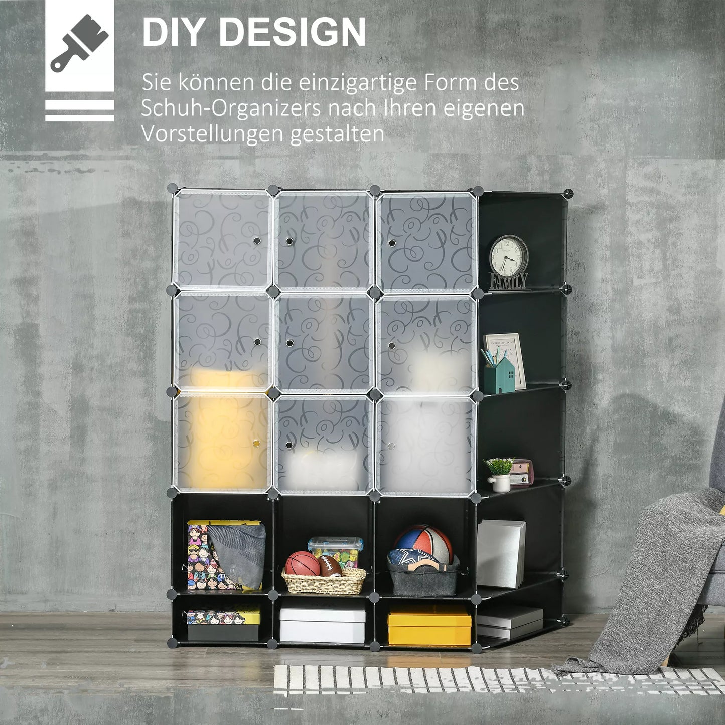 Modulinis drabužių spinta, 16 skyrių, plastikas, plienas