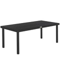Medžio imitacijos lauko stalas, aliuminio valgomojo baldas 8 asmenims, HDPE plastikas, 190x90x74 cm, juoda