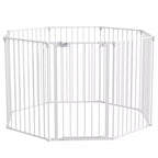 2-in-1 šuniukų aptvaras ir apsauginė tvorelė, 8 paneliai, užrakinamos durys, plienas, 90 cm aukštis, balta