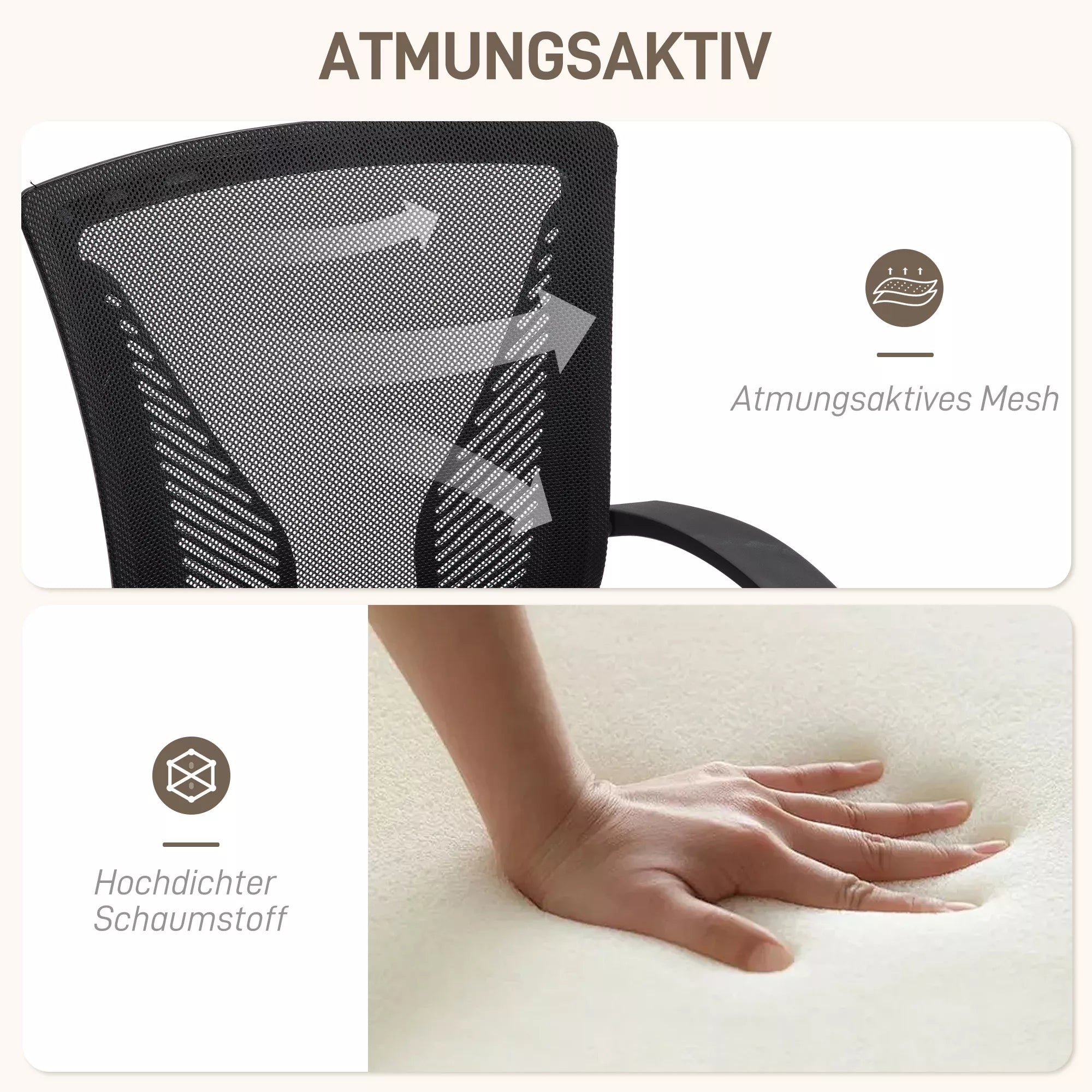 Biuro kėdė su tinkliniu atlošu, reguliuojamo aukščio, iki 120 kg, juoda