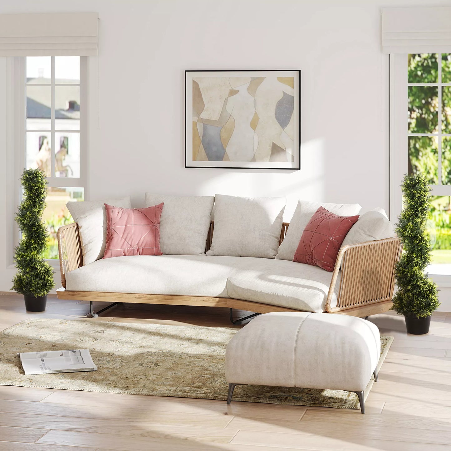 Dirbtinis spiralinis augalas, spiralinis kiparisas su vazonu, 90 cm, dirbtinis kiparisas lauko ir vidaus apdailai, žalias