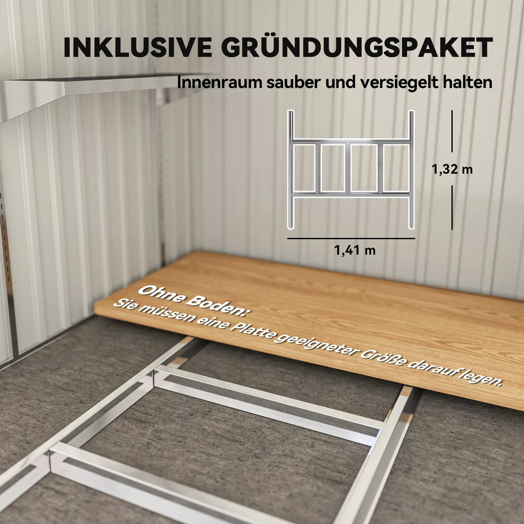 Metalinis įrankių sandėliukas 2,81 m² 154 x 206,5 x 181 cm Įrankių sandėliukas su vienšlaičiu stogu Pamatinis