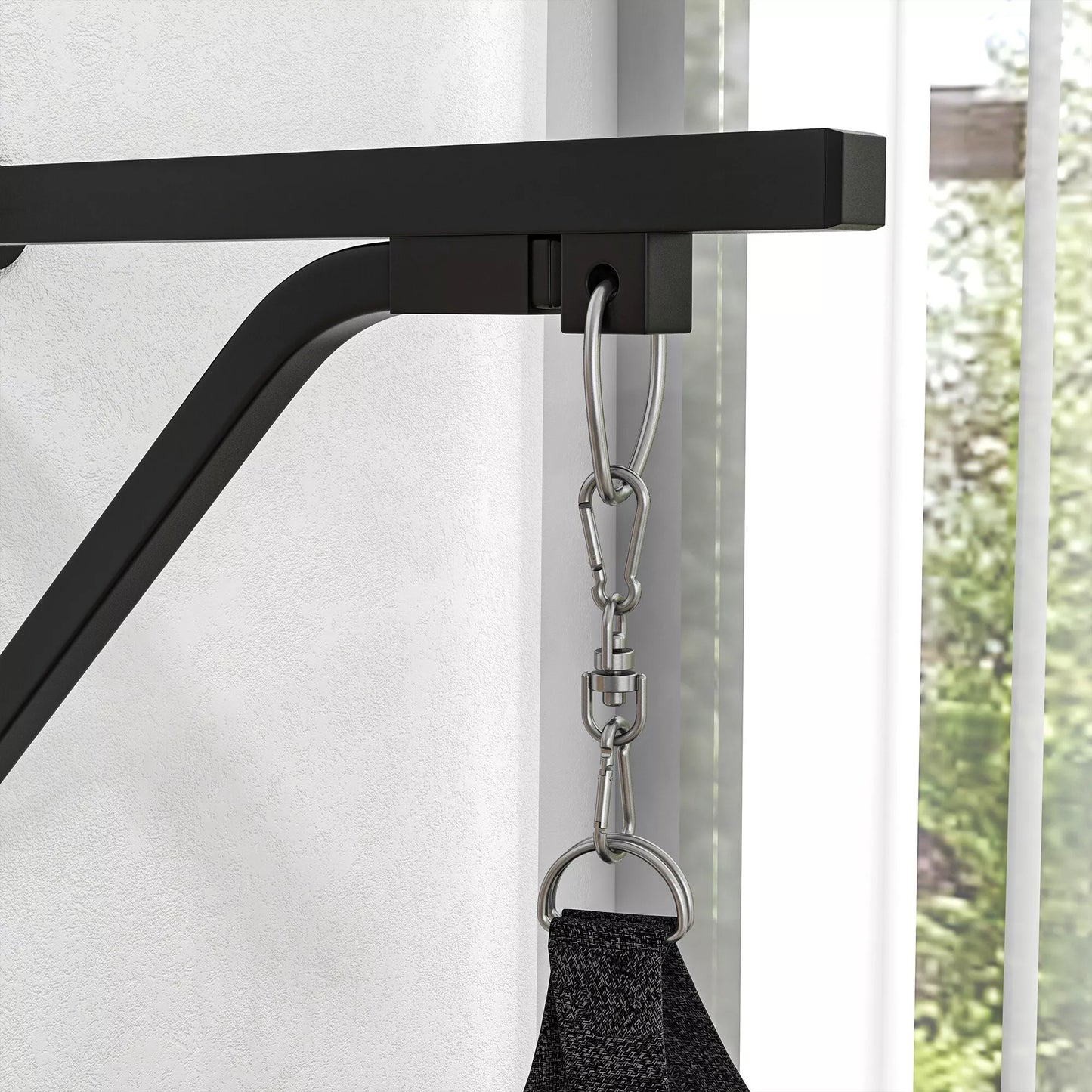 Bokso maišas, užpildomas, su sieniniu laikikliu, pirštinėmis ir tvarsciais, iki 45 kg, juodas