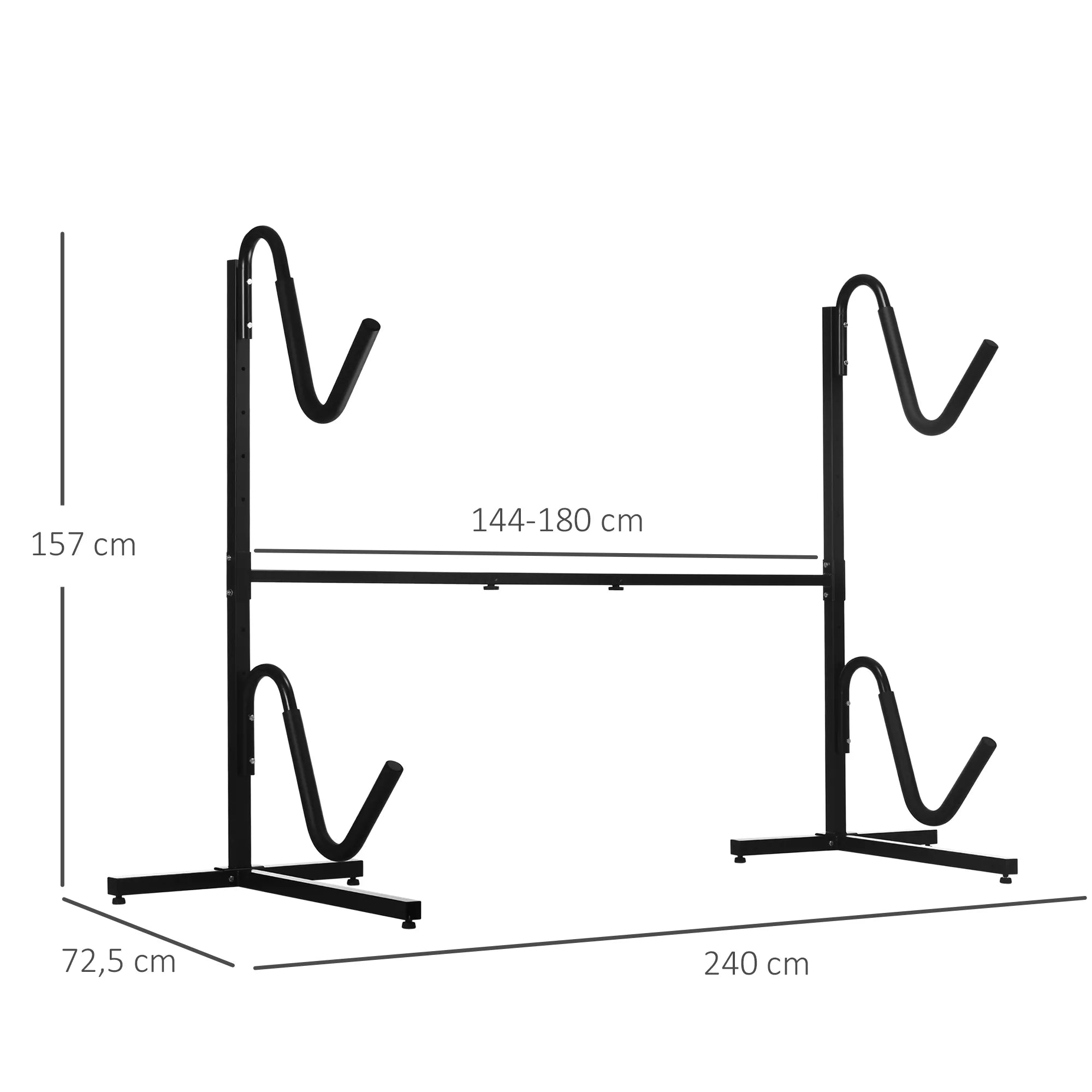 Laikiklis 2 baidarėms, banglentėms, stovinčioms irklentėms, metalinis rėmas, reguliuojamas plotis 144–180 cm