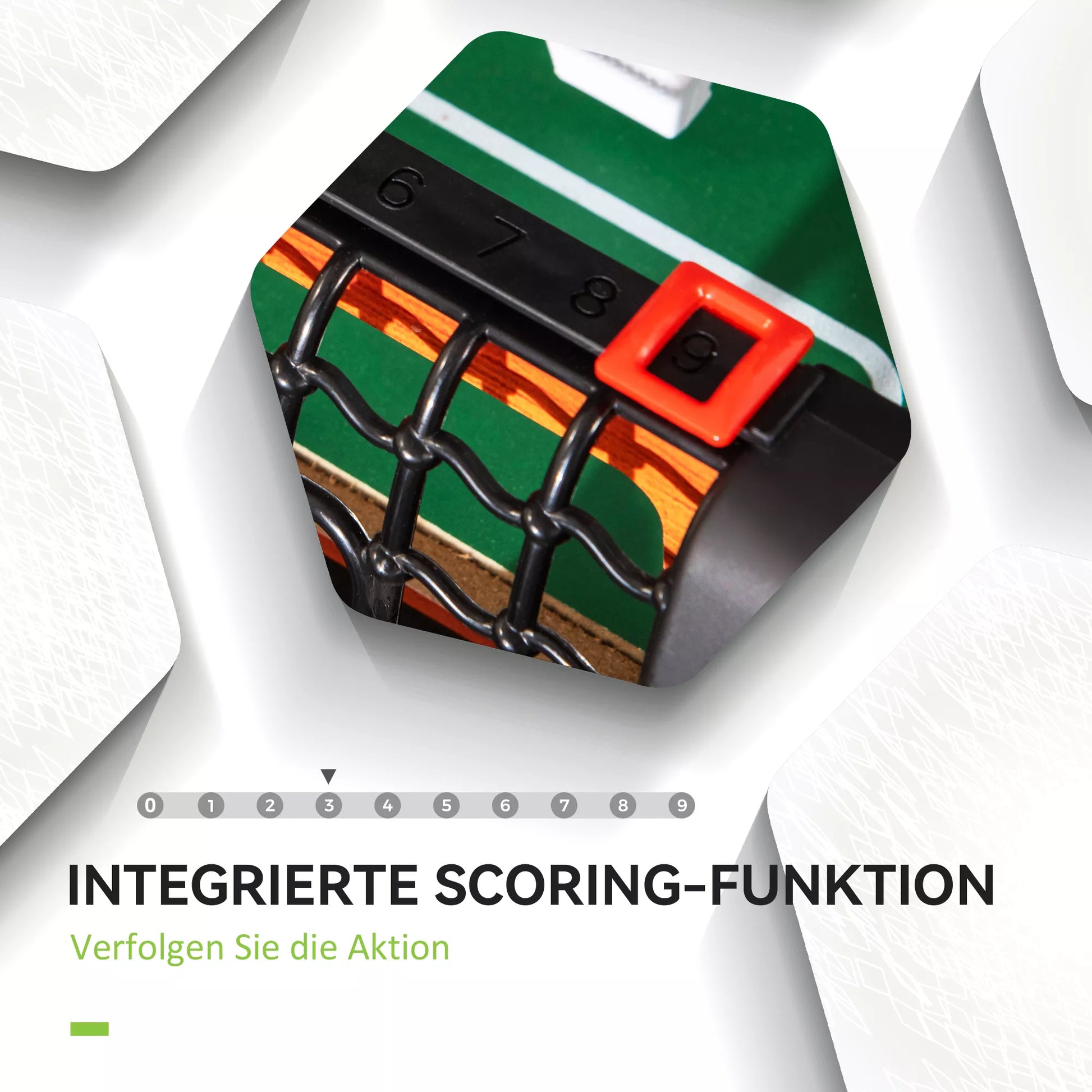 Stalo futbolas, stalo futbolo rinkinys, 2 kamuoliai, neslystančios rankenos, paaugliams ir suaugusiems, rezultato indikatorius, MDF, metalas, spalvingas