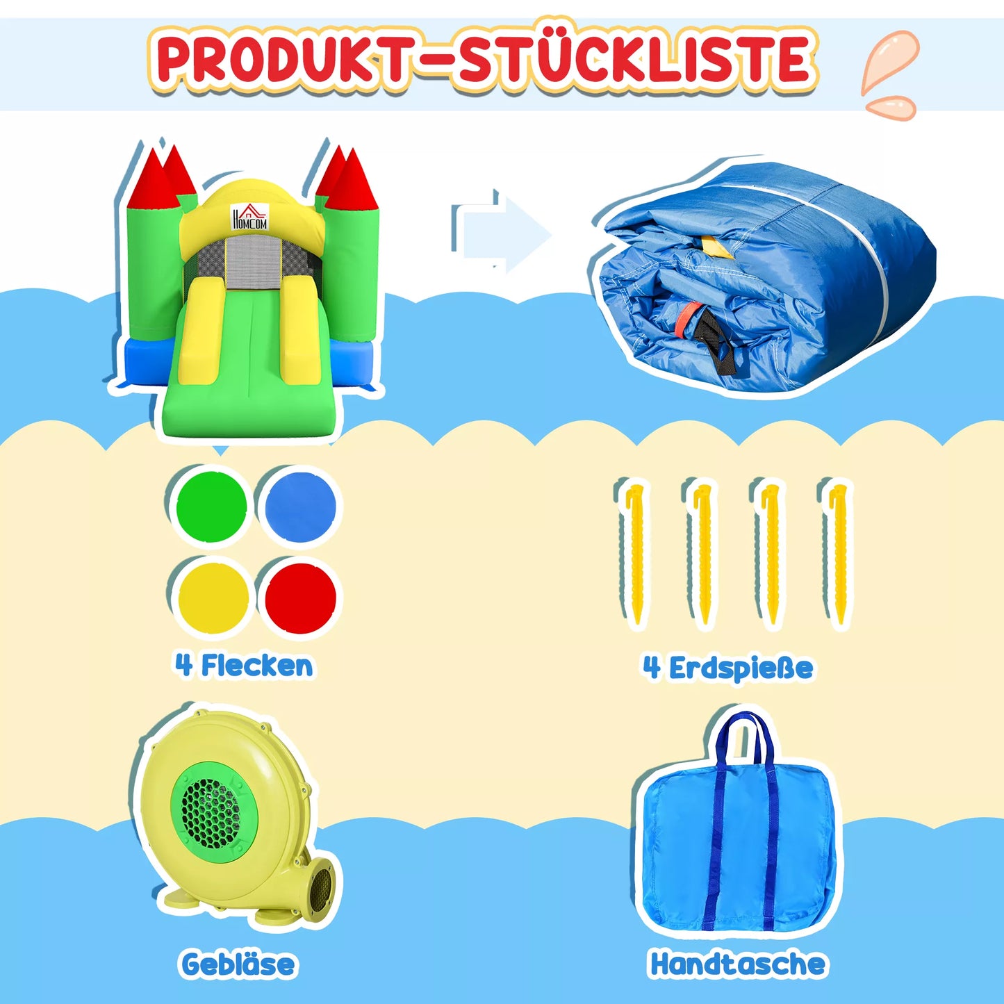 Pripučiama pilis su čiuožykla ir saugos tinklu, iki 100 kg, 3-10 metų, 300x180x160cm