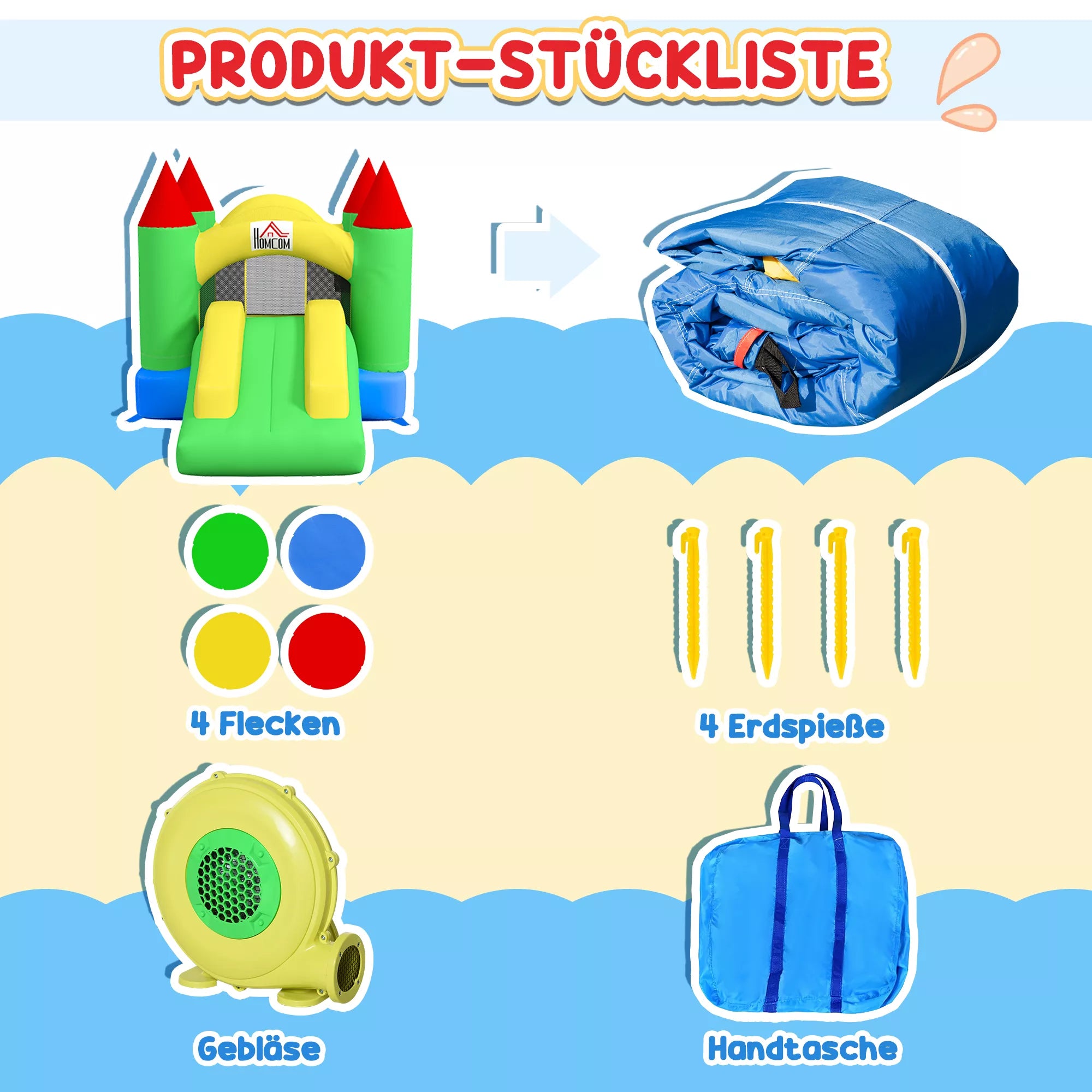 Pripučiama pilis su čiuožykla Play and Fun, 3-10 metų vaikams, daugiaspalvė