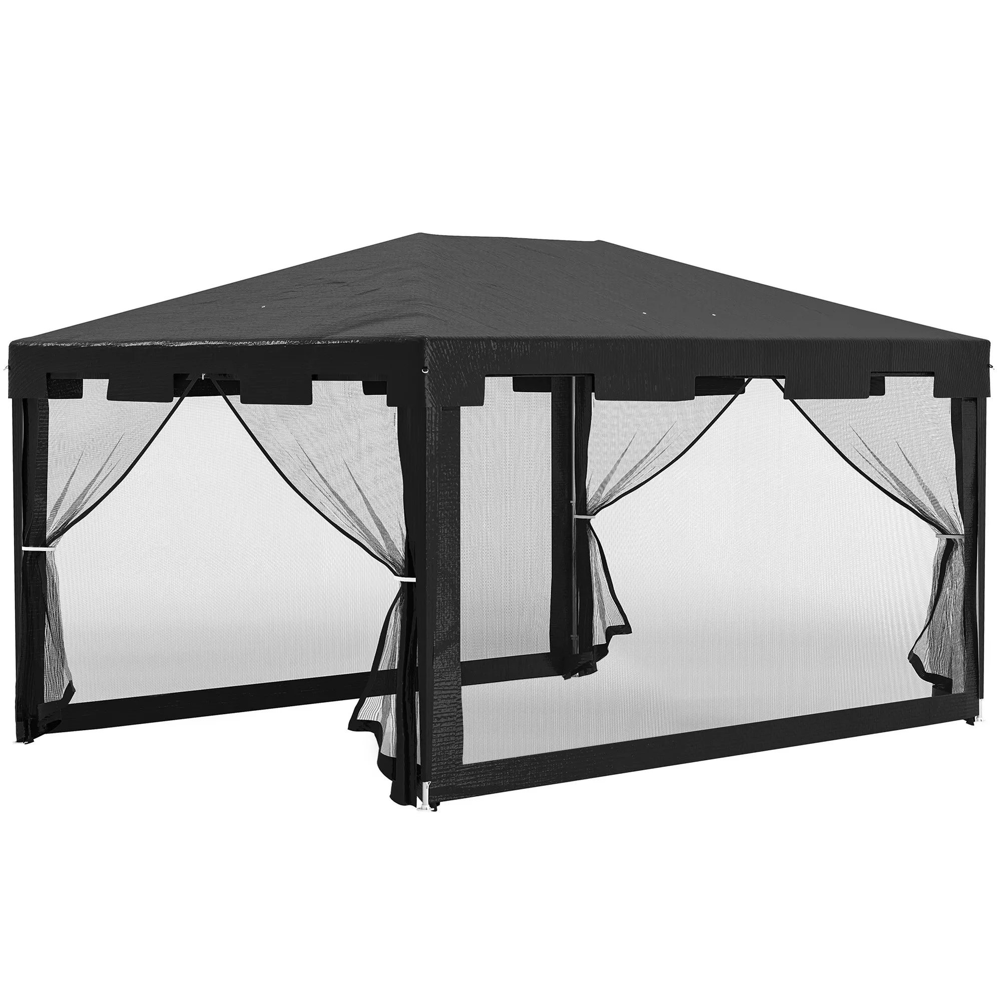 Pavilion sodo palapinė 3 x 3 m Paviljonas, atsparus oro sąlygoms, sulankstomas, 395 cm x 295 cm x 255 cm, juodas