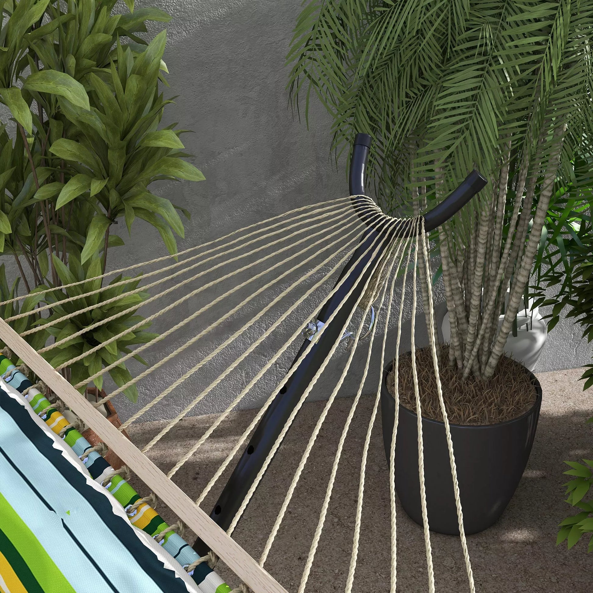 Hamako stovas Hamako rėmas, atsparus atmosferos poveikiui, reguliuojamo dydžio, 290 cm x 120 cm x 115 cm, juodas