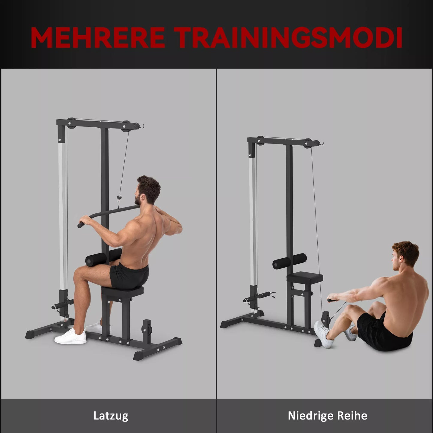 Jėgos stotis su skriemulių sistema, reguliuojama sėdyne ir keliomis kabelių pozicijomis, plienas, juoda, 107 x 120 x 190 cm