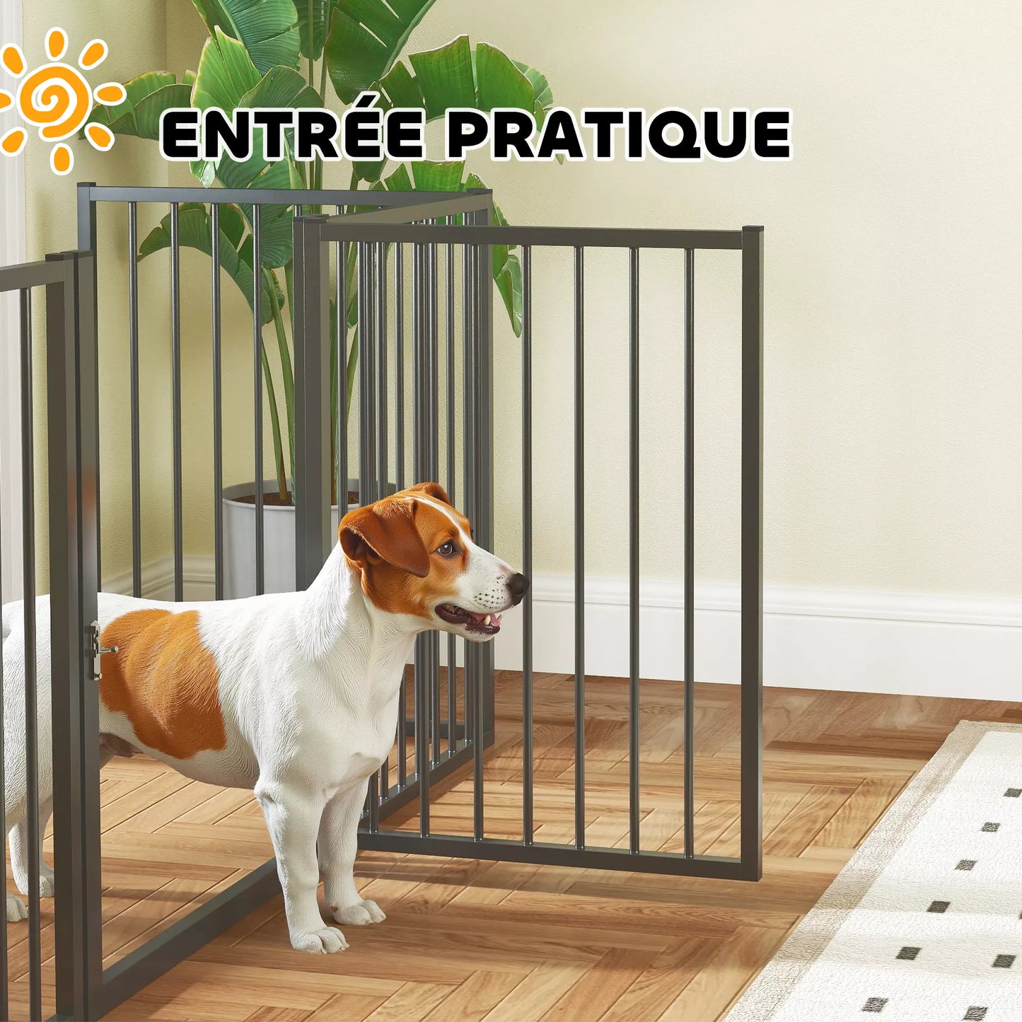 Šunų parkas, gyvūnų parkas, 5 skydeliai, nešiojamas sulankstomas aptvaras, saugus, juodas