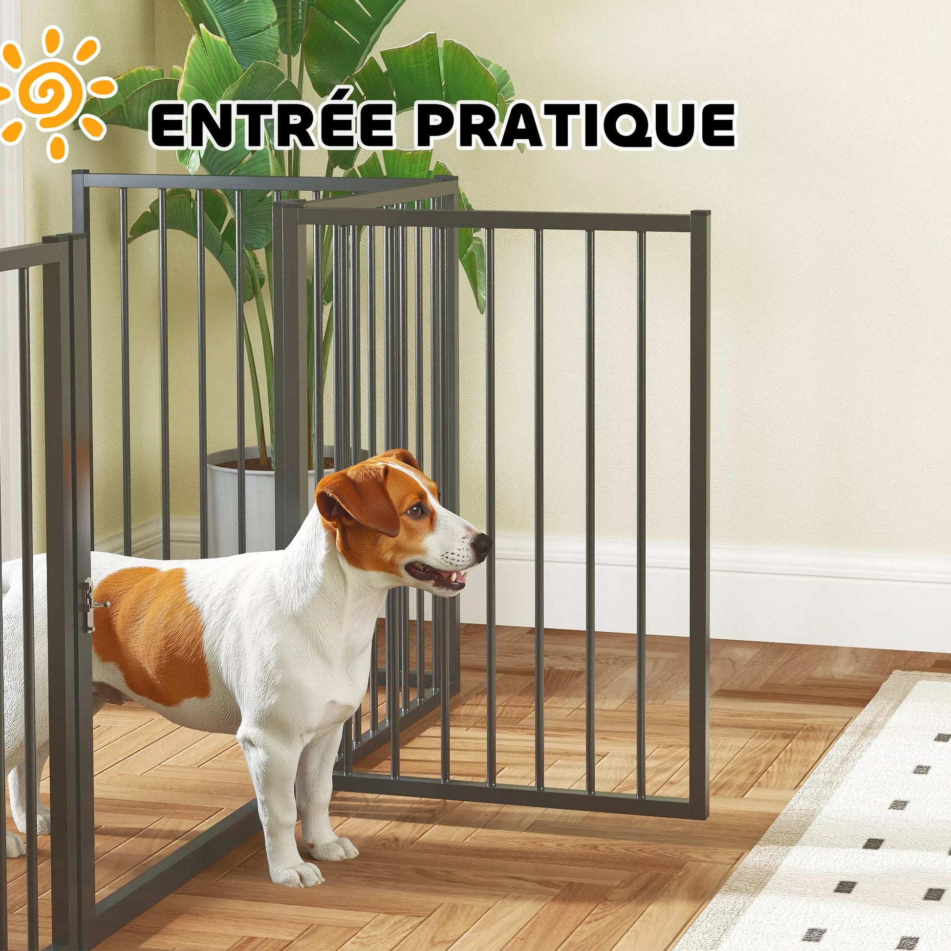 Šunų parkas, gyvūnų parkas, 5 skydeliai, nešiojamas sulankstomas aptvaras, saugus, juodas