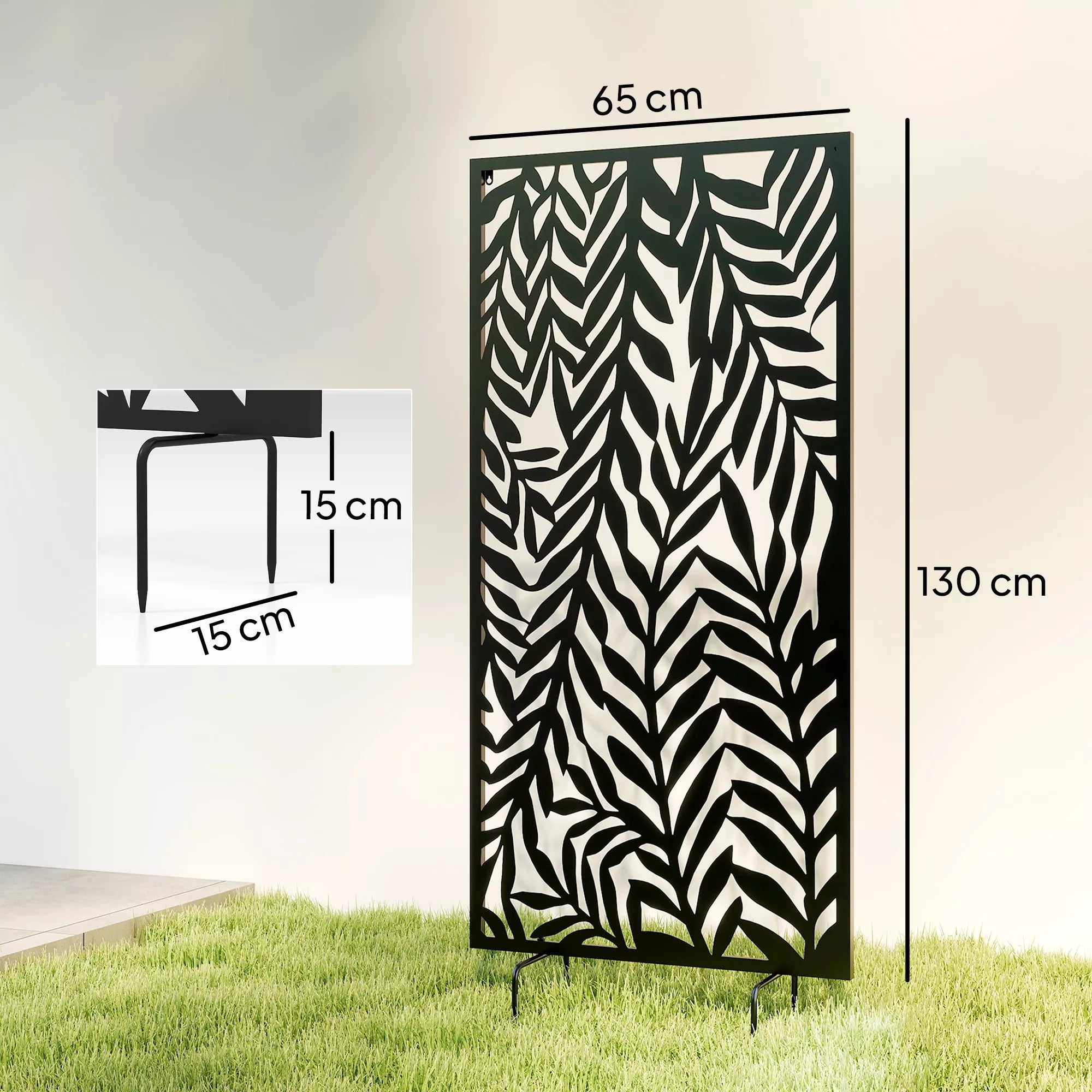 Kambario pertvara 65 x 130 cm Laisvai stovinti Pakabinama Paravent, pertvara Apsauga nuo žvilgsnių iš metalo Juoda