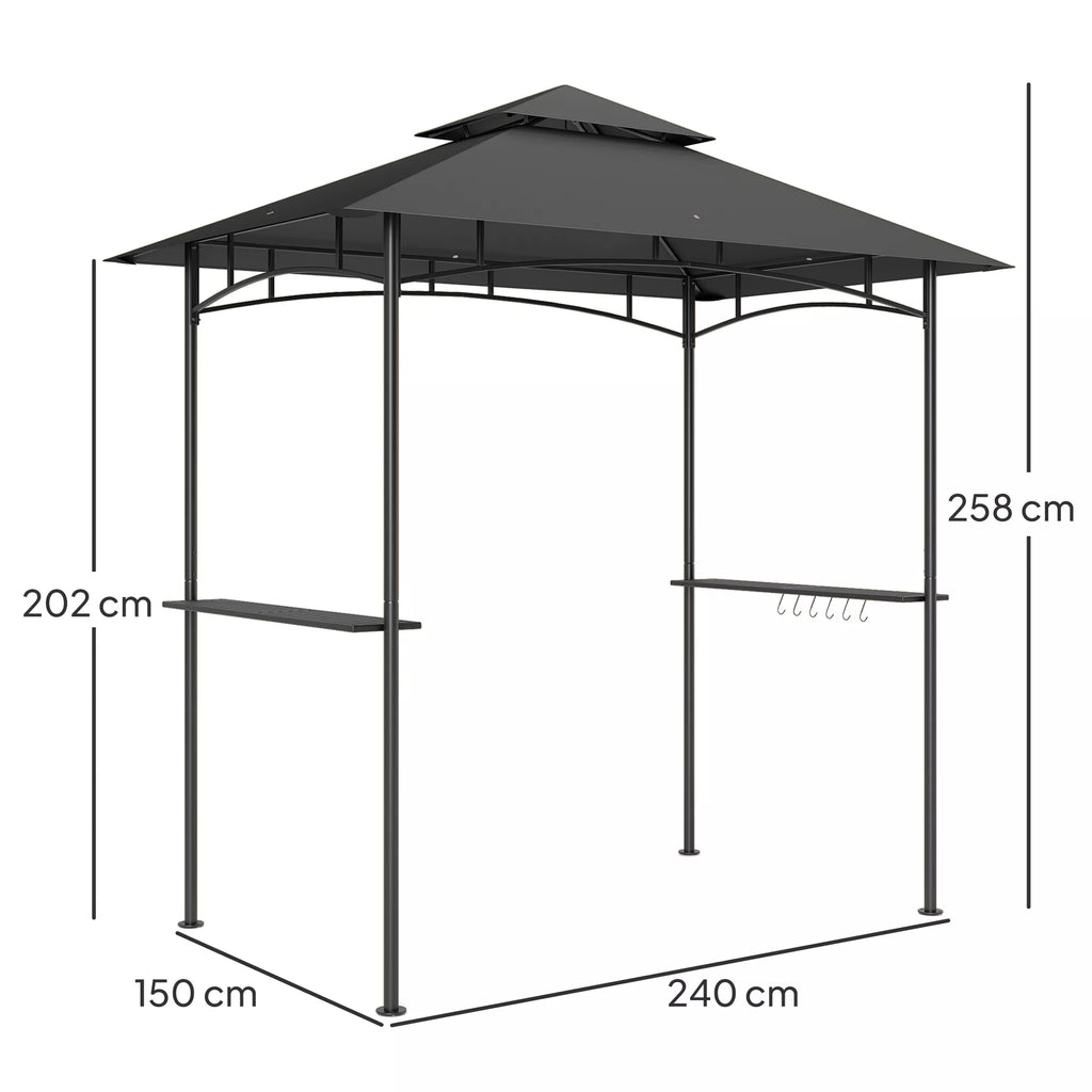 Grill paviljonas su LED 240 x 150 x 258 cm, atsparus vandeniui, ugniai atsparus Sodo paviljonas su dvigubu stogu