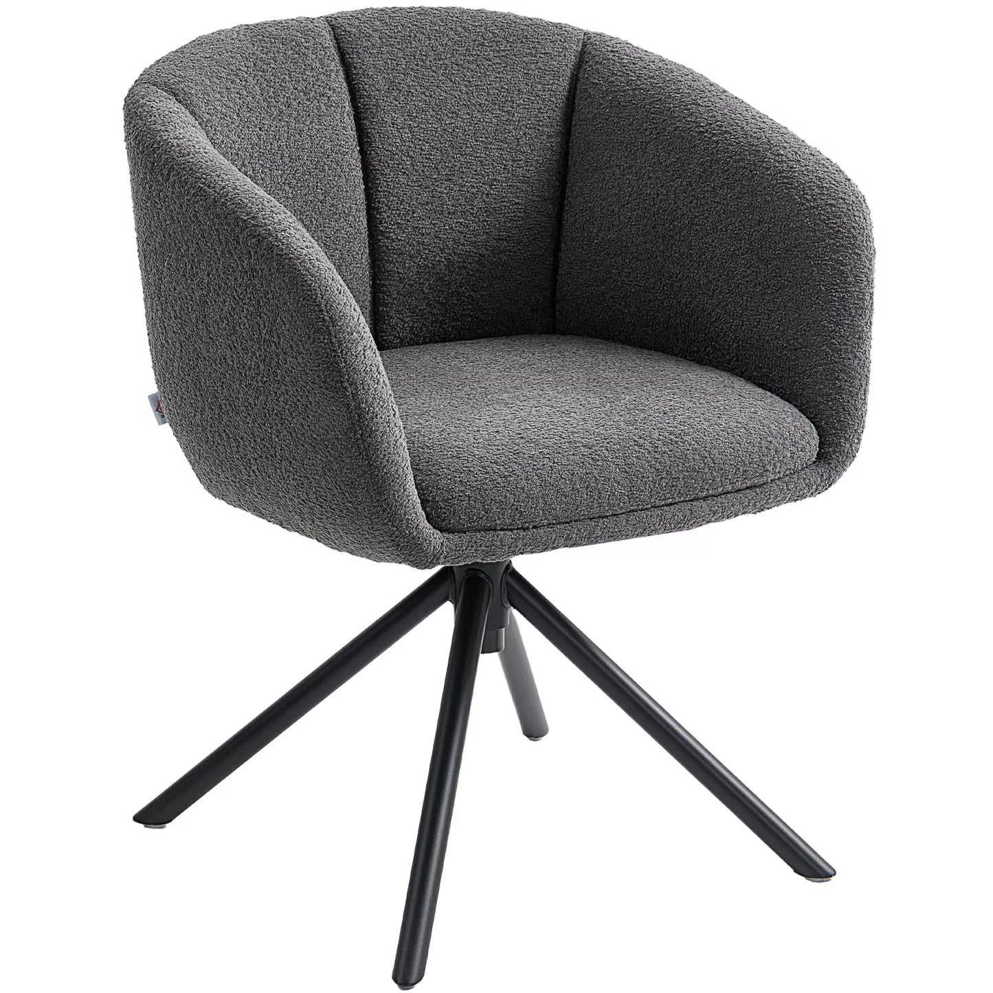 Fotelis, minkšta kėdė su patogia sėdimąja dalimi, pasukama, jaukus apmušalas, iki 120 kg, tamsiai pilka