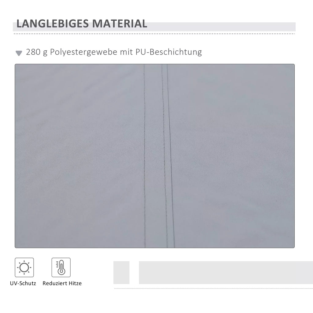 Markizė, 3,95 x 2,45 m, apsauga nuo saulės, įtraukiama, su rankine, metalinis rėmas, poliesteris, pilka/balta