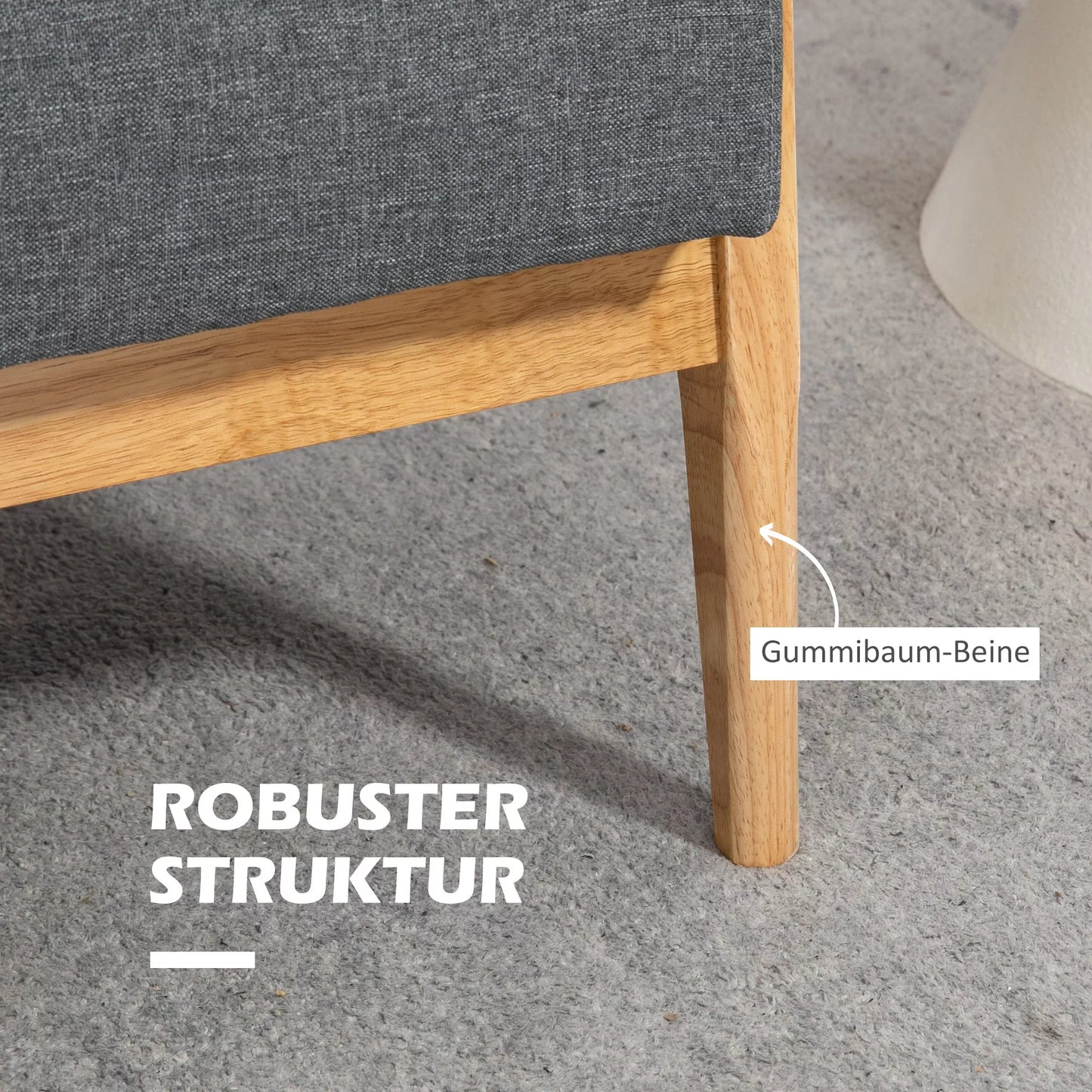 Trijų vietų minkštas sofos, kaučiuko medis, 154,5 x 69,5 x 73 cm, pilkos spalvos