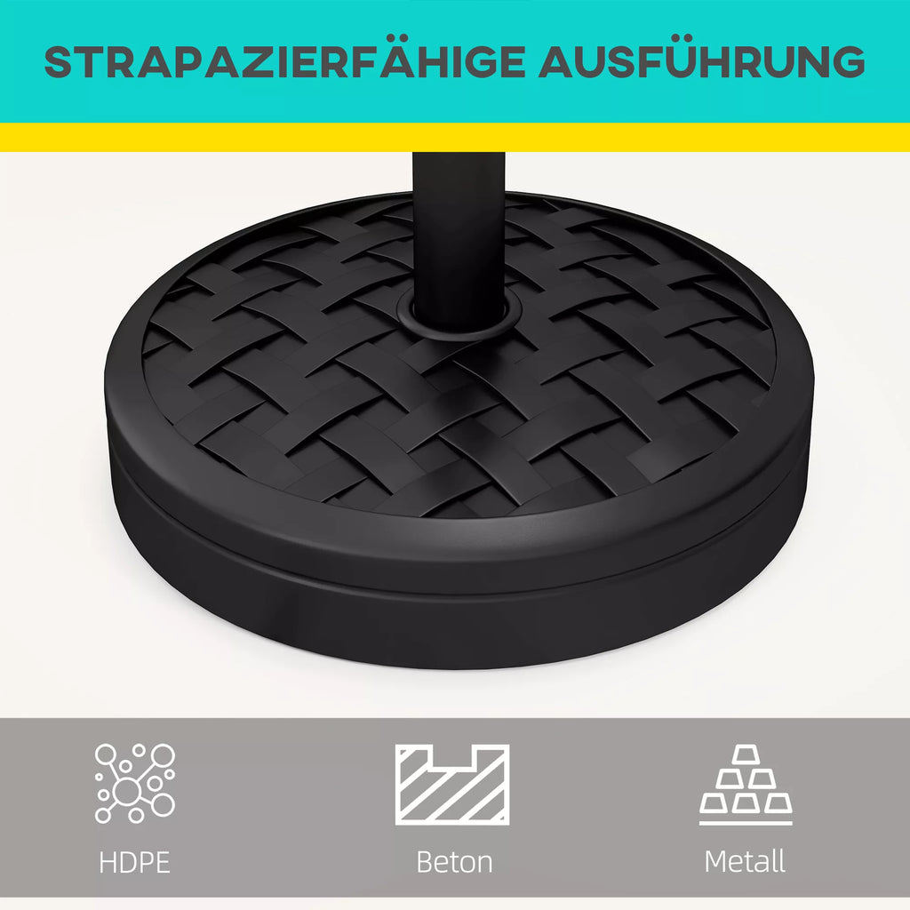 Betoninis skėčio stovas 18 kg Skėčio stovas, apvalus Skėčio laikiklis 32/38/48 mm Juodas