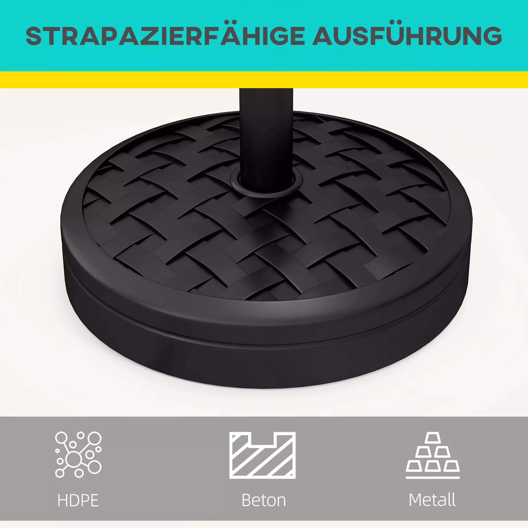 Betoninis skėčio stovas 18 kg Skėčio stovas, apvalus Skėčio laikiklis 32/38/48 mm Juodas