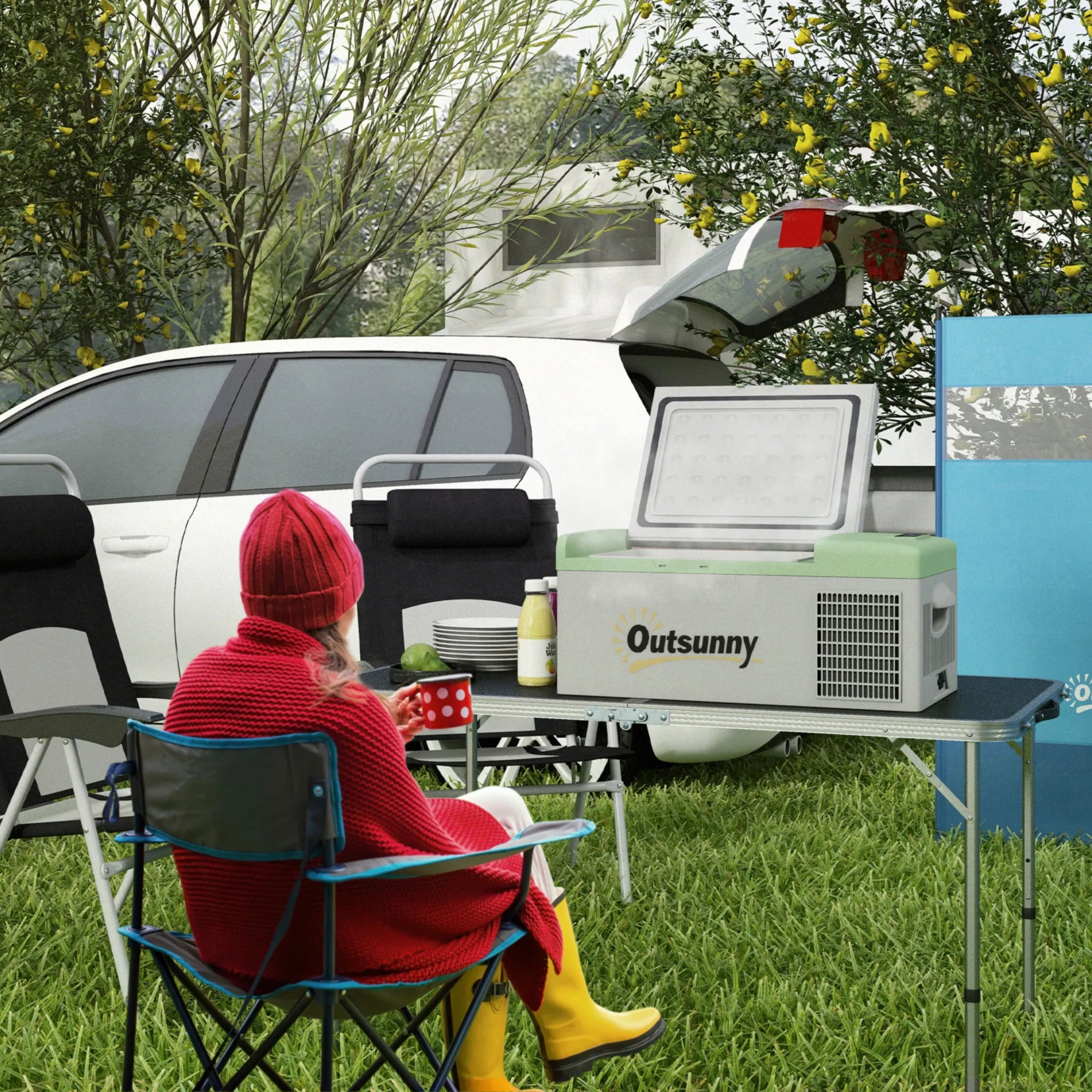 Automobilinis šaldytuvas, šaldymo dėžė, 16 l, nuo -20 °C iki 10 °C, ECO/MAX, 60 x 32 x 26 cm, žalia/pilka