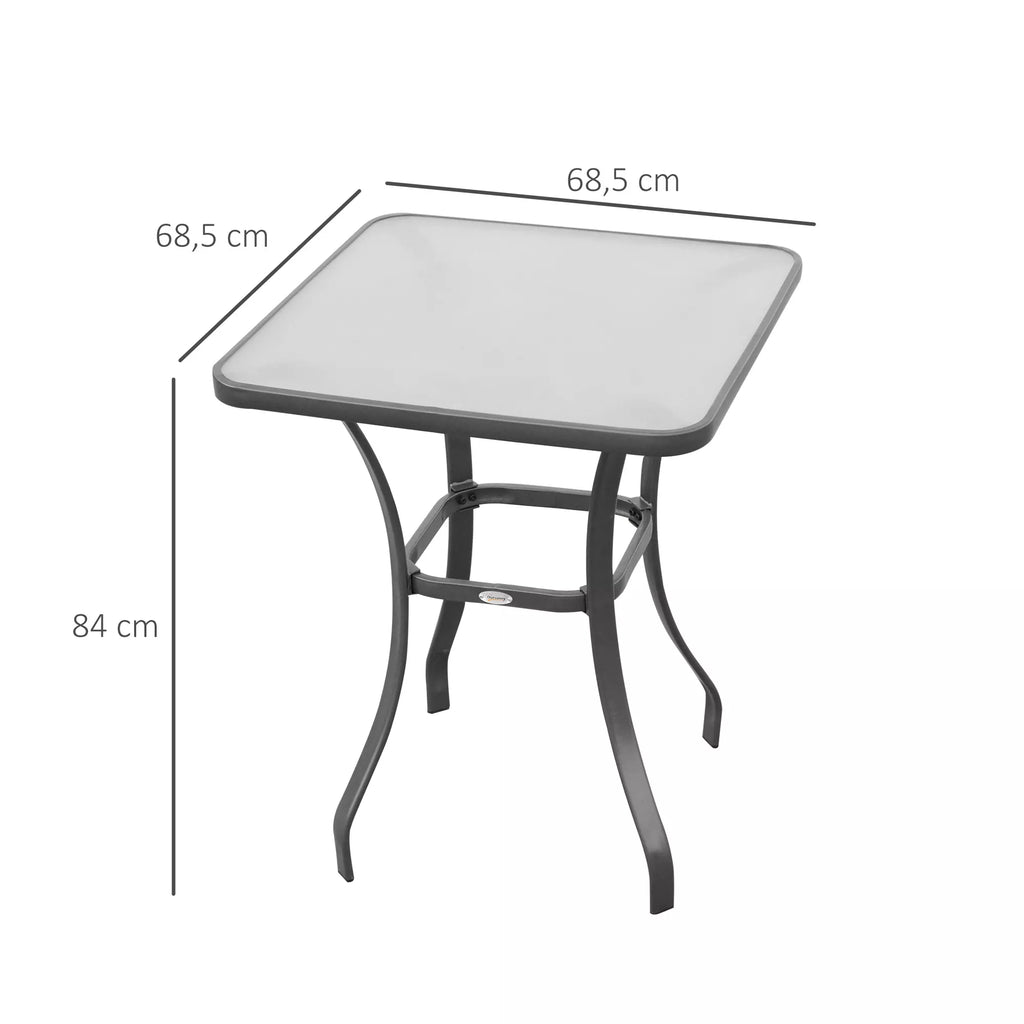 Sodo stalas Bistro stalas Stiklinis stalas Tvirtas stiklas + metalas Juodas L68,5xB68,5xH84cm