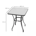 Bistro stalo matmenų schema: 68,5 x 68,5 cm paviršius, 84 cm aukštis