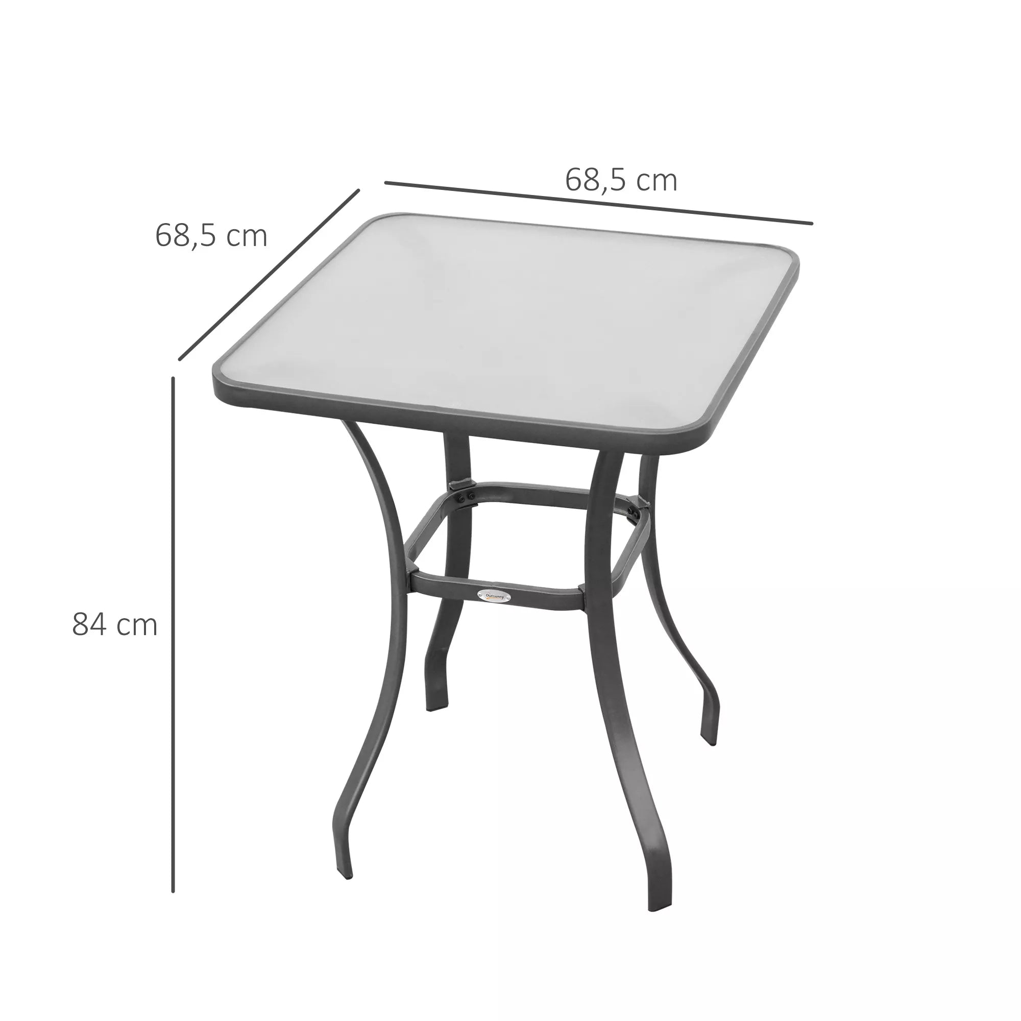 Sodo stalas Bistro stalas Stiklinis stalas Tvirtas stiklas + metalas Juodas L68,5xB68,5xH84cm