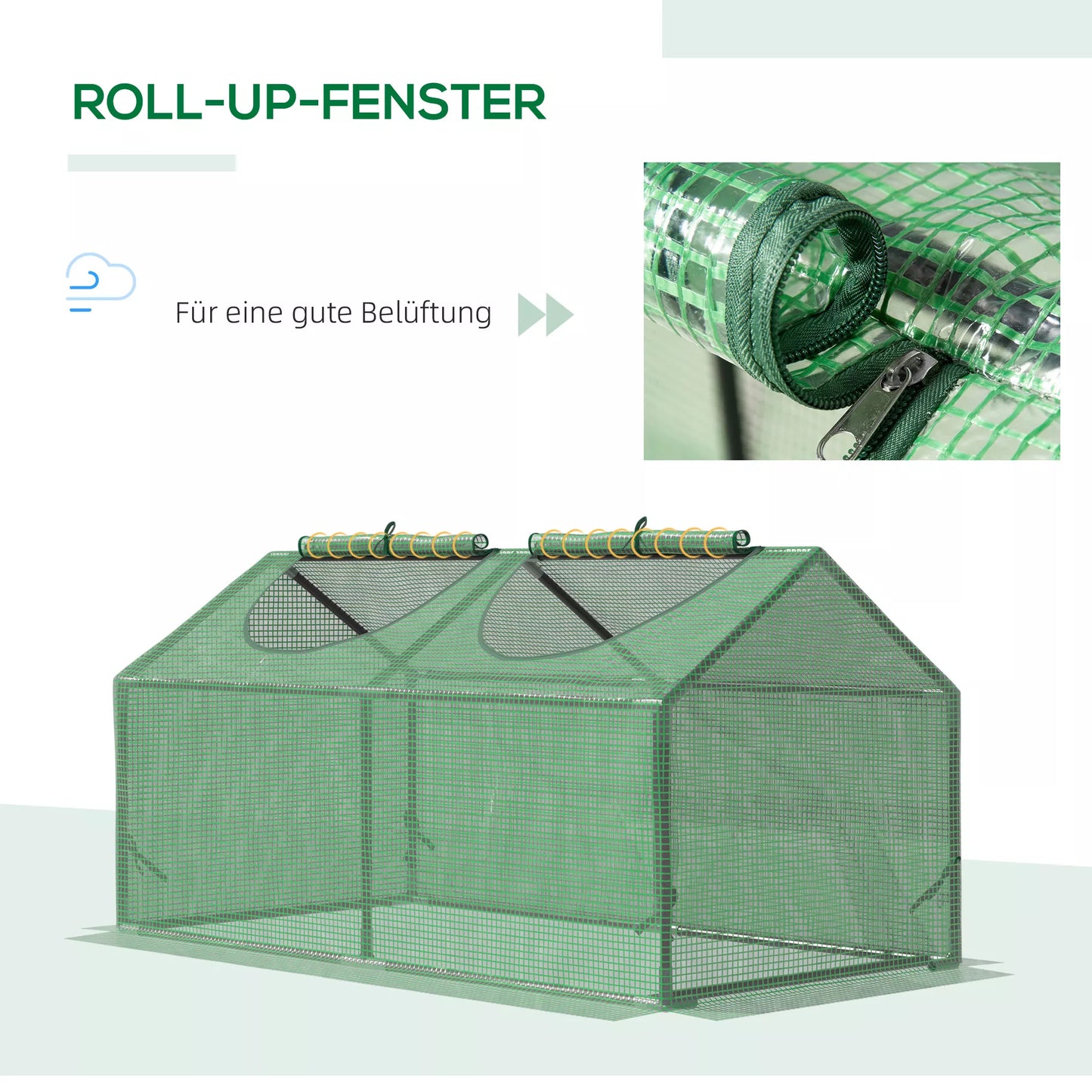 Folinis šiltnamis su langu, PE šiltnamis, pomidorų namelis, ankstyvasis lysvas 120 x 60 x 60 cm, žalias