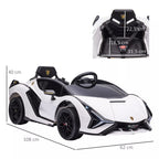 Vaikų automobilio matmenų schema: 108 cm ilgis, 62 cm plotis, 40 cm aukštis