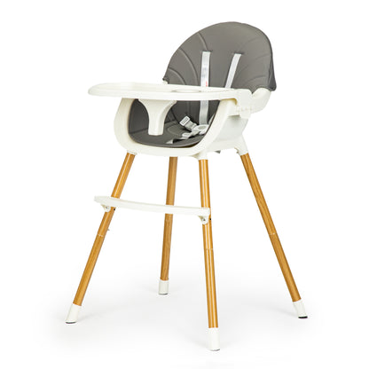ECOTOYS 2-in-1 reguliuojama vaikiška maitinimo kėdutė pilka (6–36 mėn.)