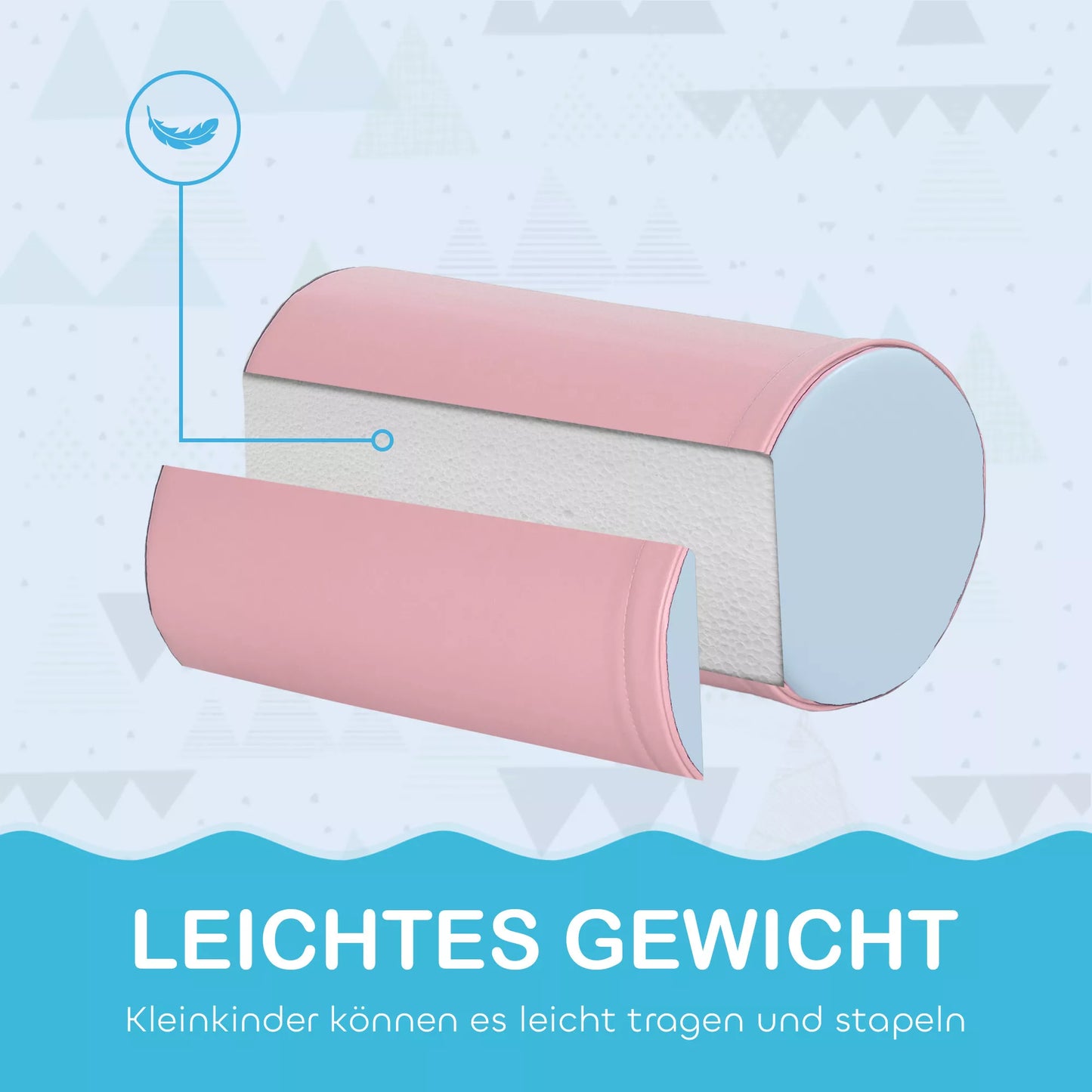 Minkšti putplasčio blokeliai, 5 vnt. rinkinys vaikams nuo 1 iki 3 metų, dirbtinė oda, daugiaspalviai