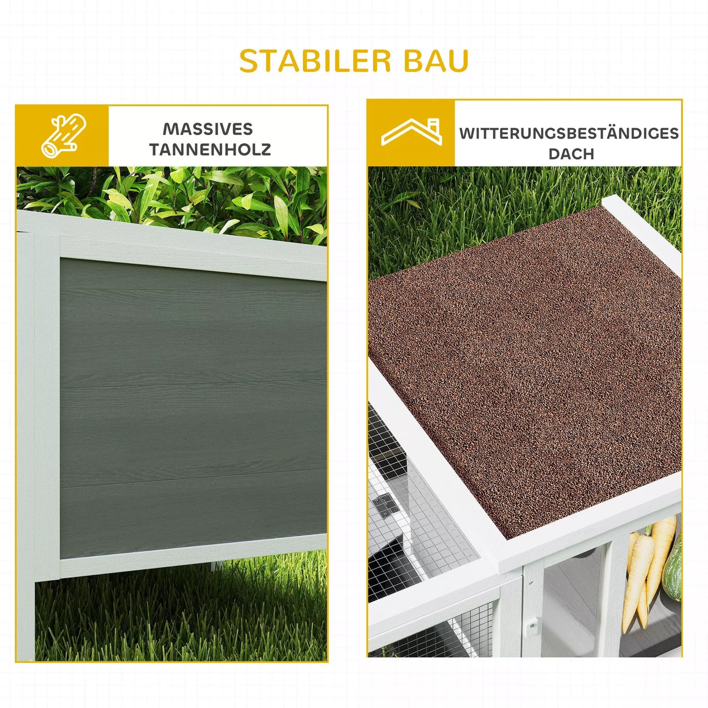 Hasenstall Medinis triušių narvas su laisvo judėjimo aptvaru, rampa, 3 įėjimais, ištraukiamu dubeniu, 105 x 57,5 x 51,5 cm Pilkos spalvos