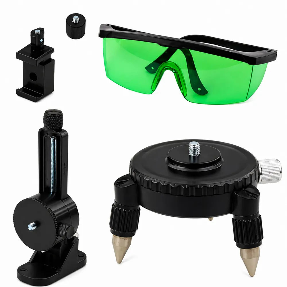 4D lazerinis kryžminis nivelyras, 16 linijų, 2 akumuliatoriai, mėlynas