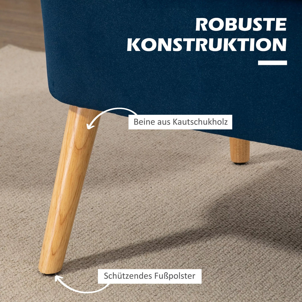 Sofos Retrodesign 2-vietė sofa, medinės kojos, 117 cm x 56,5 cm x 77 cm, mėlyna