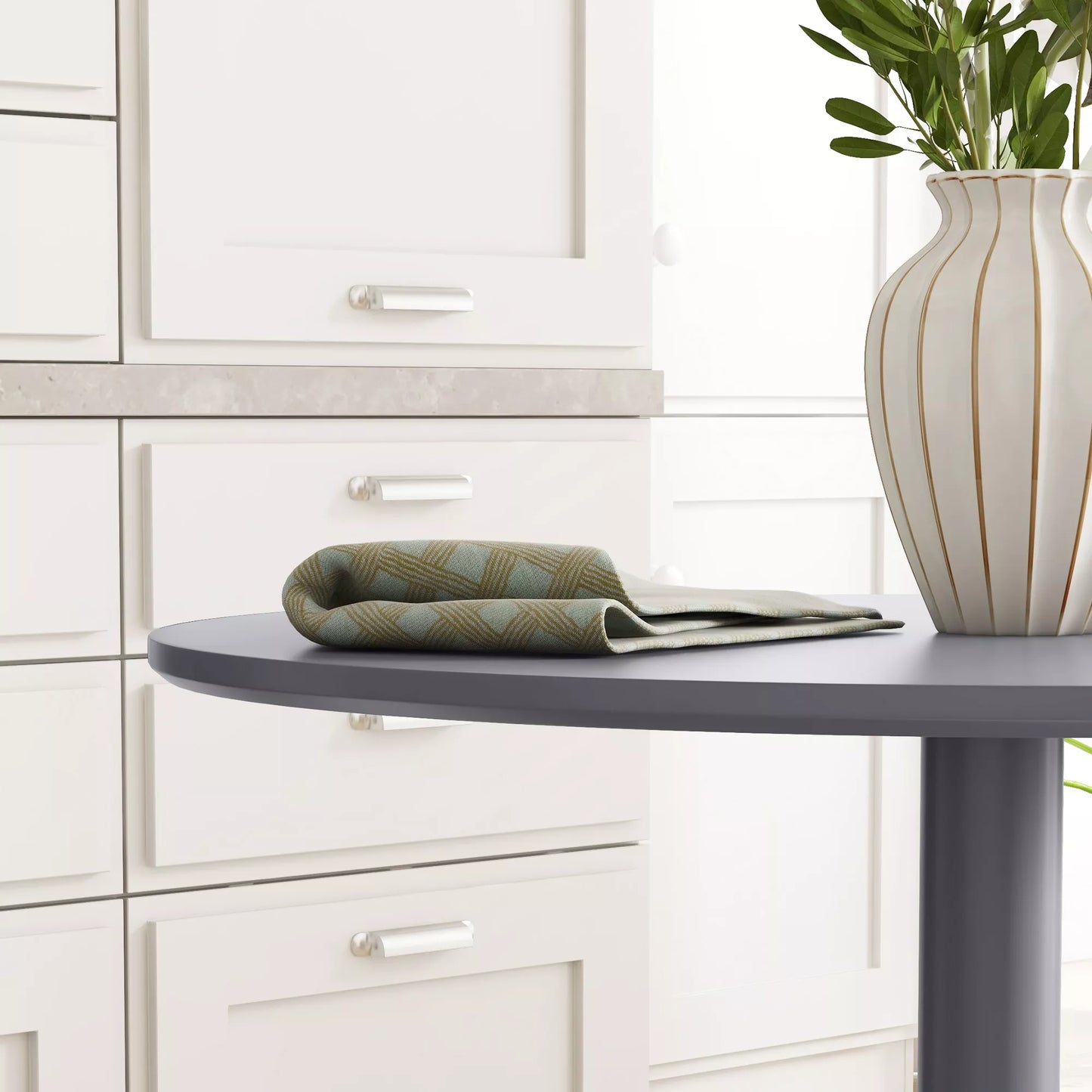 Valgomojo stalas 2 žmonėms, apvalus stalviršis, plieninis pagrindas, pilkas, 70 x 70 x 75 cm