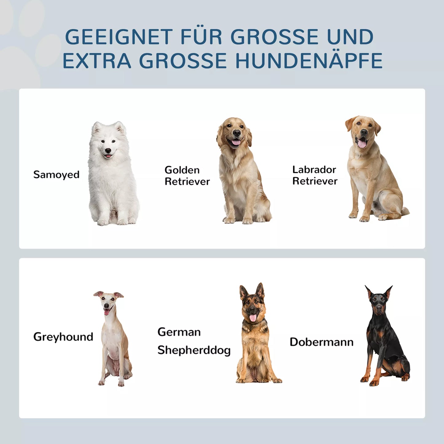 PawHut 2-in-1 paaukštintas šunų dubenėlis, reguliuojamo aukščio maisto dubenėlis su stovu, 2 x 2L nerūdijančio plieno dubenėliai, baltas