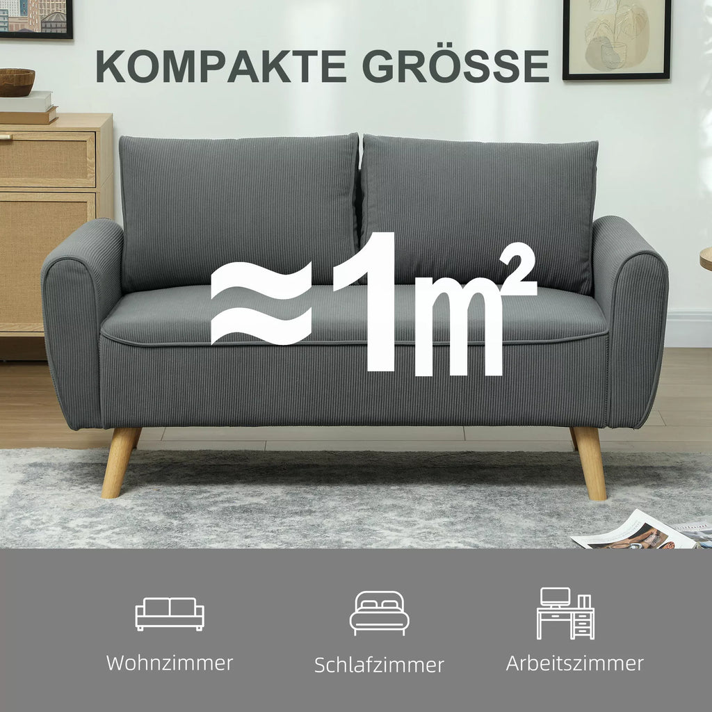 Dvivietė sofa, veliūrinė sofa, 145 x 75 x 78 cm, tamsiai pilka