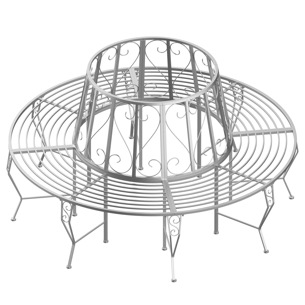 Medžio formos suoliukas, apvalus suoliukas, 360° sodo suoliukas, metalinis suoliukas, skersmuo 160 cm