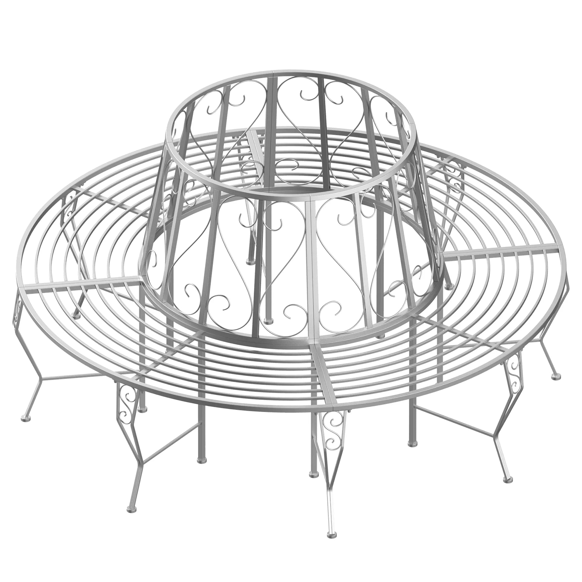 Medžio formos suoliukas, apvalus suoliukas, 360° sodo suoliukas, metalinis suoliukas, skersmuo 160 cm