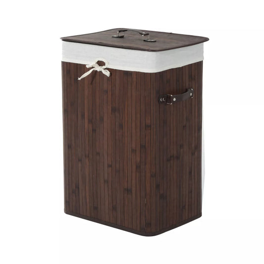 Siauras skalbinių krepšys su dangčiu 72L. Skalbinių surinkėjas su rankena, išimamu skalbinių maišeliu, skalbinių dėžė skalbyklai, miegamajam, vonios kambariui. Tamsiai rudas