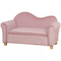 Vaikiškas sofos komplektas, dvivietė sofa vaikams nuo 3 iki 5 metų, daiktų laikymo dėžė, natūralaus medžio rėmas, 84 x 41,5 x 48,5 cm, rožinė