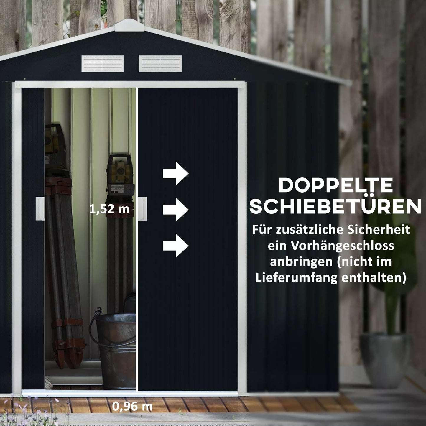 Sodo namelis su stumdomomis durimis 2,13 x 1,30 x 1,85cm, metalinis, anglies pilkumo