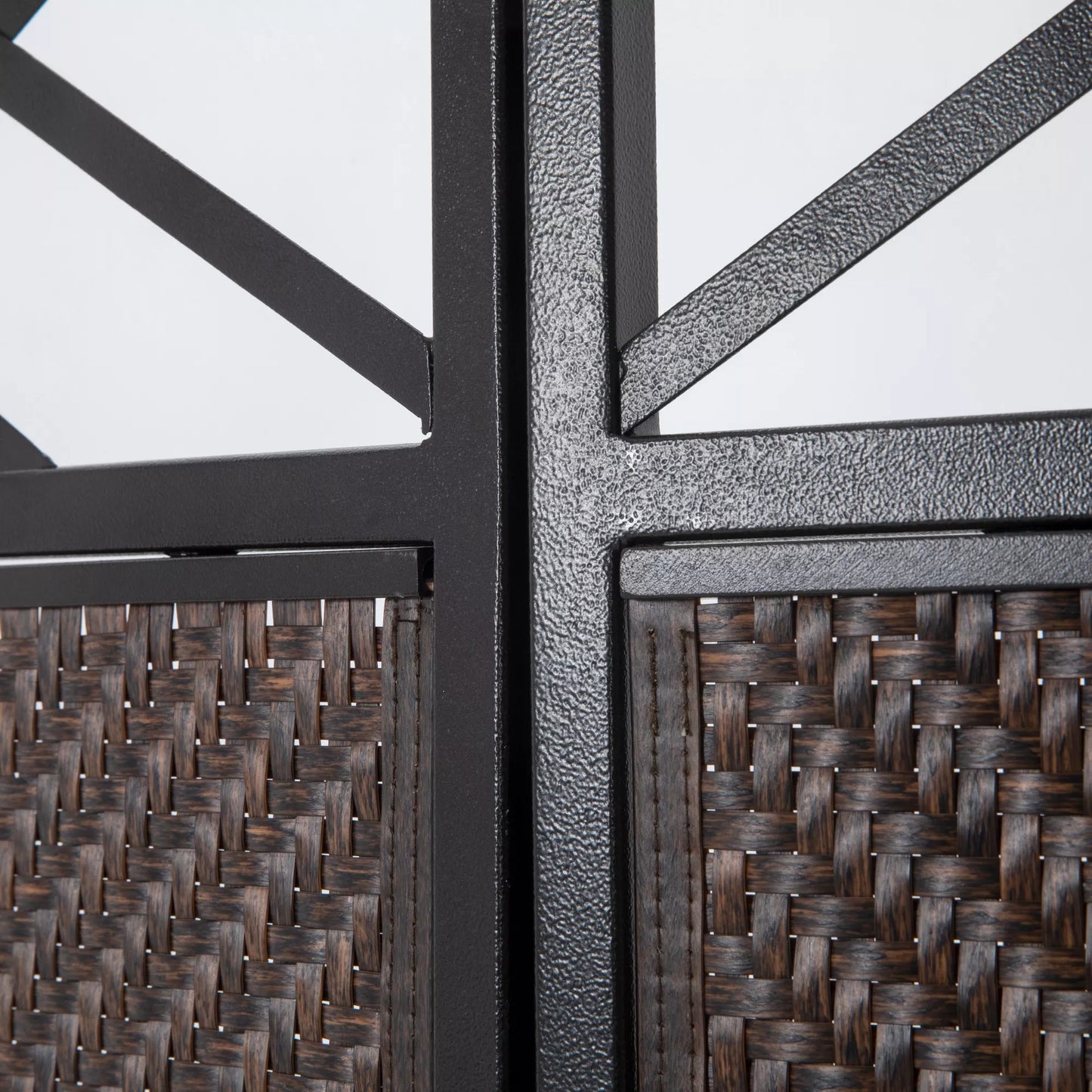 Pertvara paravanas, vintažinio dizaino, 3 dalių, 148 cm x 33 cm x 181 cm, Ruda + Juoda