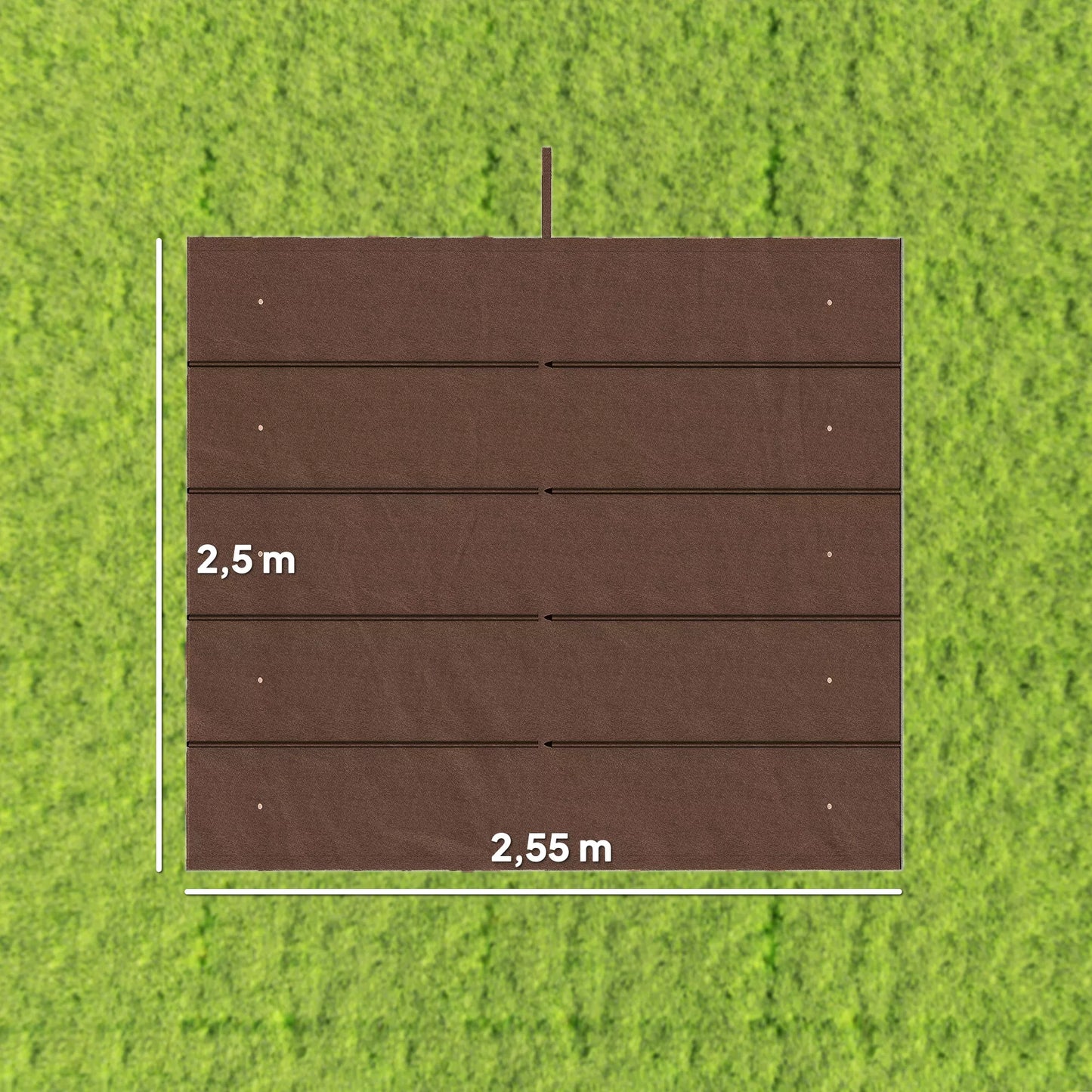 Pavėsinės stogas, su drenažo angomis, poliesteris, 3x3 m, kavos ruda