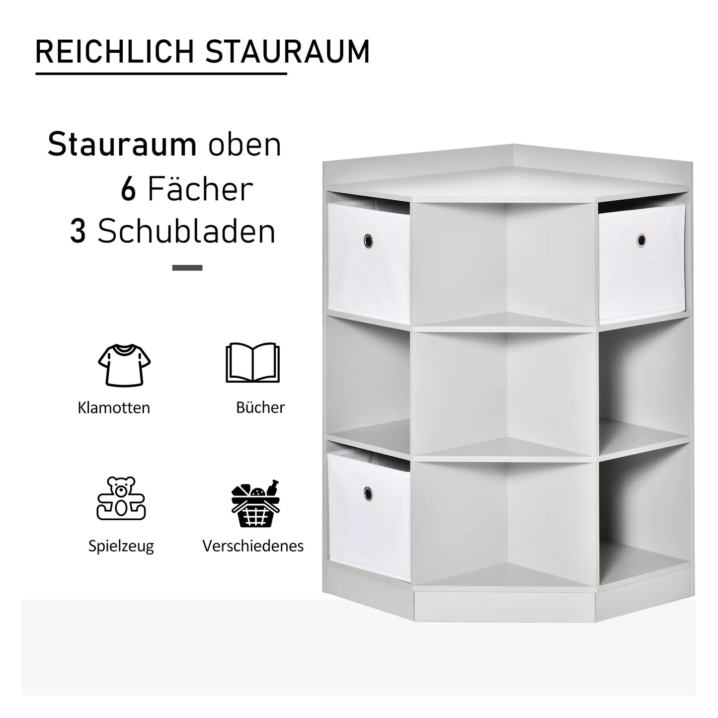 Laikymo lentynėlė vaikams, 3 neaustinio audinio stalčiai, MDF, apsaugota nuo apvirtimo, pilka